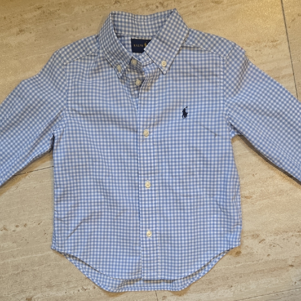 Ralph Lauren Blue/White Checkered Print Button-Down Shirt